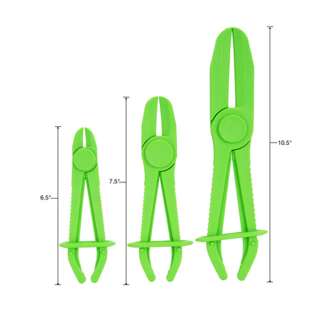 Three Piece Hose Pinching Pliers Set For Non Marring Plastic Hose Clamps And Radiator Hoses Fuel Line Pinch Pliers shown in three sizes