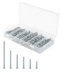 370 Piece Size 6 32 Flat Head Phillips Machine Screws Set Zinc Plated, assorted lengths in storage box, for DIY and repairs.