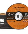 60 Pack 4.5 Inch Cut Off Wheels For Metal Stainless Steel And PVC Tube 0.040 Inch Thick Seven Eighths Inch Arbor Aggressive Cut Off Disc