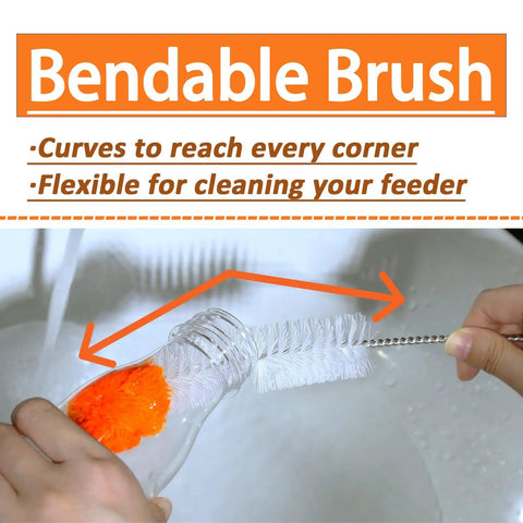 Hummingbird Feeder Cleaner Brush Bendable Bottle Brush With Gentle Bristles And Soft Tip For Narrow Neck Water Bottles Glass And Plastic Bottles Stainless Steel 304 Durable Cleaning Tool 10.24 Inches Long, bent in bottle