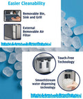Heavy Duty Countertop Nugget Ice Maker And Touchfree Water Dispenser Cranks Out 500 Lbs Daily Roomy 40 Lb Storage Bin features easy clean filters.