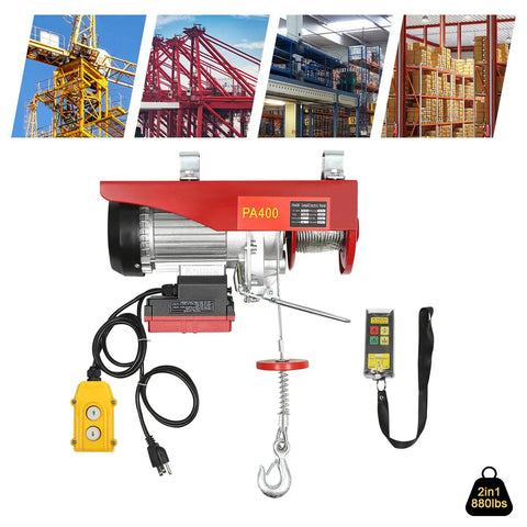 Heavy Duty Electric Hoist With Remote Control For Lifting Engines And Heavy Gear At The Garahage Or Shop, Built For Tough Jobs and Fast Work Any Day!, showing motor and remote.