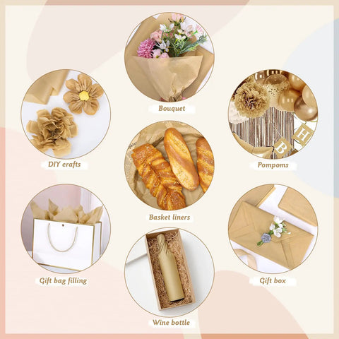 Brown Kraft Tissue Paper Bulk Pack 160 Sheets 20 By 14 Inches Wrapping Paper For Gift Bags Rustic Gift Packaging for Weddings Gradutations Part