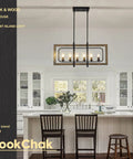 Rustic Farmhouse Chandelier For Dining Room Six Light Wood Pendant Light For Kitchen Island Over Table Classic Rustic Wood Ceiling Fixture With Warm Ambience And Durable Construction