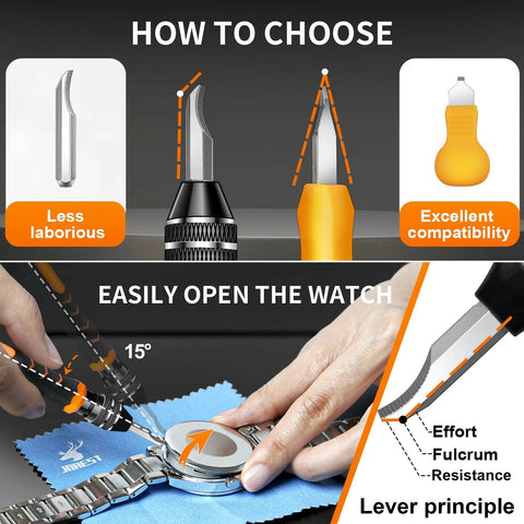 All In One Watch Repair Kit Pro Grade Gear For Battery Swaps Strap Adjustments Case Opener And Back Cover Link Remover shown in use