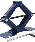 Steel Scissor Lift Jack Car Kit 1.5 Ton Capacity Portable Collapsible Floor Jack For Trunk Storage Heavy Duty Tire Change Tool With Lifting Range Four And One Eighth To Fifteen And One Eighth Inches Blue