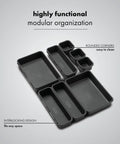 8 Piece Interlocking Bin Pack Junk Drawer Friendly Customizable Drawer Organizer Set For Office Kitchen Bathroom And Tools Durable Modular Storage Bins With Non Slip Feet