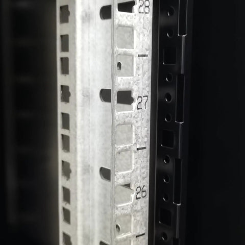 Vented top cover of a 48U Server Rack Cabinet With Vented Top Cover And Two Adjustable Shelves For Networking Gear.