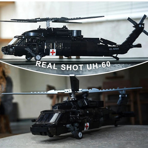 Awesome Rescue Helicopter Building Kit With 4 Soldier Minifigures Lego Compatible Military Model 692 Pieces Realistic Black Hawk