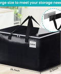Extra Large Moving Bags With Zipper And Handles, 125L Capacity, 10 Pack Tote Bags For Moving And Storage, front view with tag pocket