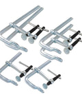 Heavy Duty Bar Clamp Set With F Style Sliding Arm For Woodworking And Metalworking, 12 Inch Capacity, 1200 Lb Clamping Force, 5 In Throat Depth, Swivel Jaw Pads, Sliding Bar Mechanism, 6 Clamps For General Purpose Projects, silver steel clamps