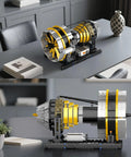 Dope Working Aircraft Engine Model Kit With Motorized Turbofan For Display, 2256 Pieces DIY STEM Project For Teens And Adults, Realistic Rotating Fan Blades And Compressor Stages, Battery Box Included, LEGO-style engine on desk