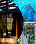 Handcrafted Iron Fish Lantern With Solar Powered Warm White LED Lights, Waterproof Outdoor Hanging Garden Decor