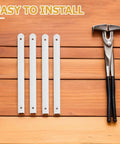 Four white plastic drawer slides and tools, part of Three Pack Plastic Drawer Slides for Cabinets and Cupboards, Smooth Quiet Operation