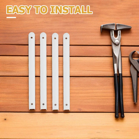 Four white plastic drawer slides and tools, part of Three Pack Plastic Drawer Slides for Cabinets and Cupboards, Smooth Quiet Operation