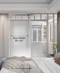 Heavy Duty 7Ft Sliding Pocket Door Hardware Track Kit For 32 To 42 Inch Doors Aluminum Top Mount Commercial Grade installed view