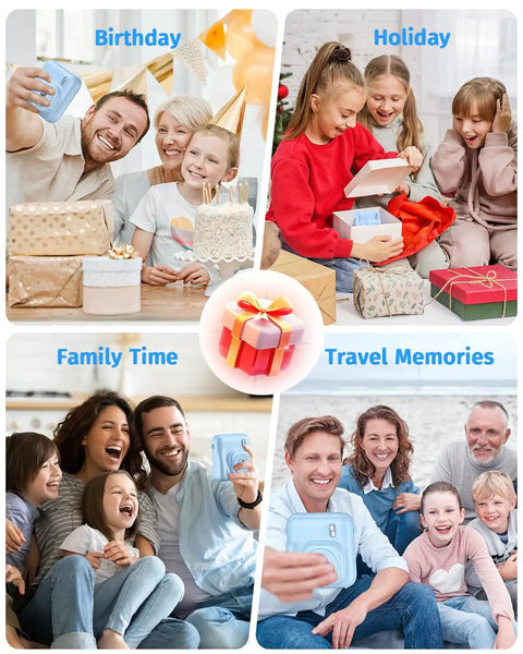 Families using Dual Lens Instant Print Camera For Kids With 1080P Video And Zero Ink Printing Includes 32GB Card And Print Paper Blue Kid Friendly Toy Camera Gift For Boys And Girls Ages 4 To 12