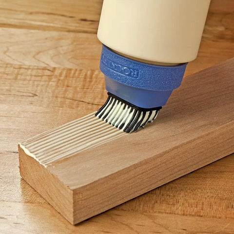 Woodworking Glue Applicator Kit With 8oz Bottle Easy Squeeze Spout And Red Cap Centering Guide Attachment Silicone Brush