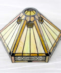 Yellow Hexagon Tiffany Floor Lamp With Stained Glass Mission Shade, 71 Inch Torchiere Standing Lamp For Living Room, Bedroom, Or Home Office