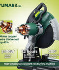 Powerful 2400W 3800RPM Chop Saw With 14 Inch Blade 45 Degree Adjustable Metal Cutting Angles For Rebar Angle Iron Hollow Pipe