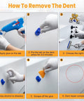 Step-by-step guide for using Professional Paintless Dent Repair Kit For Car And Truck Use Adjustable Dent Puller.