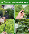 360 Degree Adjustable Drip Irrigation System Kit With 200 Ft Reach 5/16 Inch Tubing 32 Copper Nozzles And 141 Piece Set for large yard use