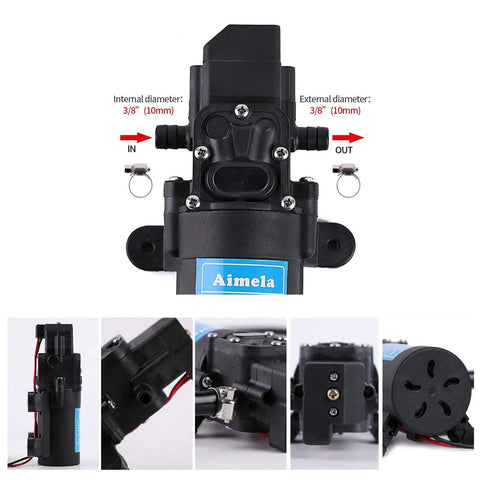 12V DC Fresh Water Pump With 2 Hose Clamps For Marine And Lawn Use Self Priming Sprayer Pump 85 PSI High Pressure Diaphragm Pump