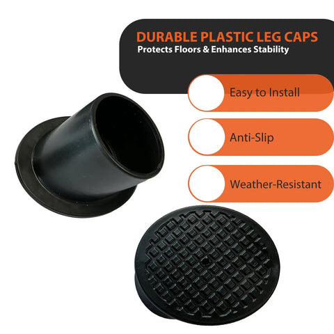 Anti Slip Patio Swing Foot Caps For 1.5 Inch Diameter Leg Tubes Angled Black Plastic Stabilizers To Secure And Stabilize Outdoor Porch Canopy Swing Chair Stand On Ground Easy Install 4 Pack, highlighted features of easy install, anti-slip, and weather-resistant.