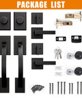 Oil Rubbed Bronze Double Door Handle Set With Dummy And Single Cylinder Deadbolt Fits Right Or Left Handed Doors Front Entry Lock Set With Durable Levers Latch And Corrosion Resistant Hardware package contents