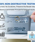 Real Deal Gold And Silver Purity Tester With 0.01g To 0.001g Accuracy showing non-destructive testing of a gold ring