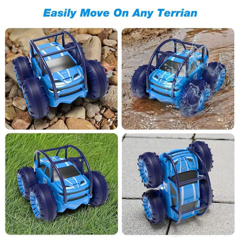 Amphibious Remote Control Car For Kids 3 To 12 Rechargeable RC Toy With 360 Degree Flips, Sick Rotation, 4WD on various terrains