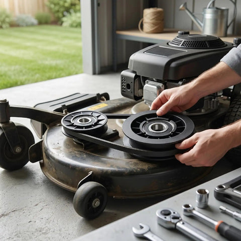 Kick Start Your Lawn Mowerdeck With This Epic Idler Pulley Kit Featuring GX20286 And GX20287 For D140 D130 D100 LA Series Zero Effort Belt Tracking And Smooth Cutting Performance Without Any Wobble. Sealed bearings pulleys on mower deck