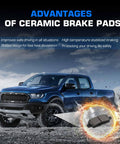 Close-up of front and rear ceramic brake pad set with hardware for Nissan Altima/Sentra/Juke/350Z/Infiniti G35