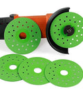 5 Pack 4.5 Inch Diamond Cutting Discs For Angle Grinder Ultra Thin Chip Free Durable Tile Marble Glass Cutting Versatile High Performance Diamond Blade Set With Manganese Matrix For Long Lasting Smooth Clean Cuts displayed on angle grinder
