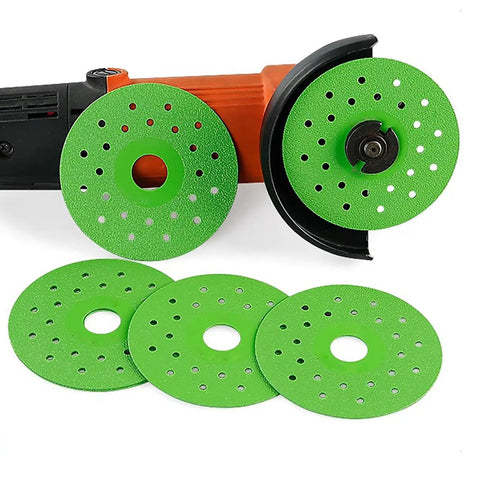 5 Pack 4.5 Inch Diamond Cutting Discs For Angle Grinder Ultra Thin Chip Free Durable Tile Marble Glass Cutting Versatile High Performance Diamond Blade Set With Manganese Matrix For Long Lasting Smooth Clean Cuts displayed on angle grinder
