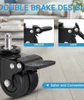 Close-up of Brake Office Chair Caster Wheels Set Of 5 2 Inch Heavy Duty Rubber Replacement 11mm Stem, showing lock mechanism.