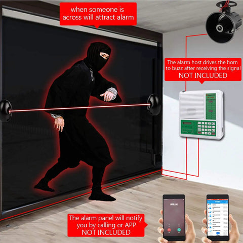 Rock Solid Infrared Through Beam Sensor with Alarm Transmitter installed on a sliding gate with visual alert and phone notification system.