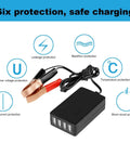 4 Port 5V USB Car DC Converter Charger 8A Buck Regulator With Battery Clip For 12V And 24V Systems Auto Detect