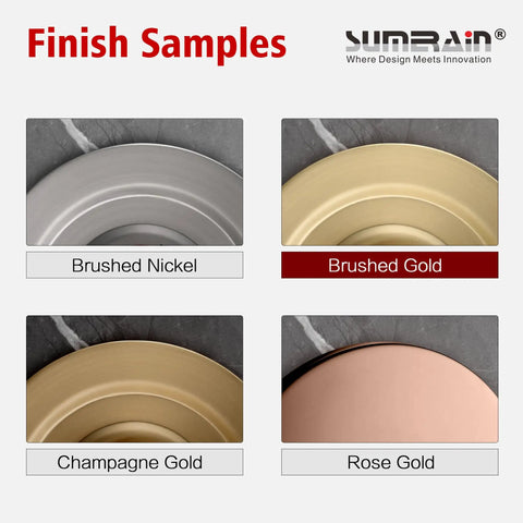Finish samples for Wall Mount Tub Filler Faucet With Dope Waterfall Flow, Dual Handles, showing various metallic finishes.