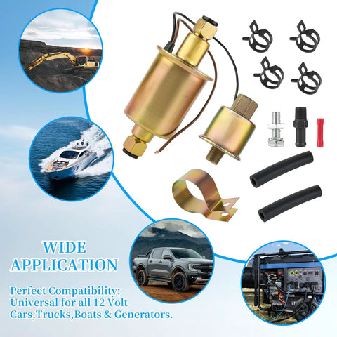 12V Universal Electric Fuel Pump 5-9 PSI 30 GPH Fuel Transfer Pump For Gasoline And Diesel Engines Carburetor Compatible