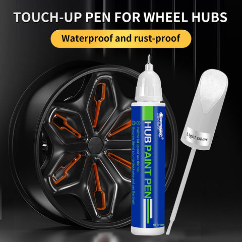 Wheel Repair Kit With Touch Up Paint For Curb Rash And Scratches In Light Silver, hub paint pen, waterproof and rust-proof.