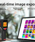 Rechargeable Handheld Infrared Thermal Camera With 240 By 240 Resolution alongside laptop displaying thermal images