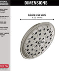 Brushed Nickel Four Setting Shower Head With H2Okinetic Spray Four Inch Round Design One Point Seven Five GPM Water Saving Flow