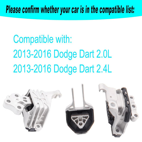 Dodge Dart Beefed-Up Engine And Transmission Mount Kit 2013-2016 2.0L 2.4L Replacement With Right Motor Mount And Rear Torque Strut Mount OE