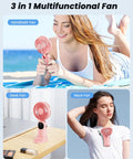 3 In 1 Portable Personal Fan With 4000mAh Battery And LED Display Handheld Or Neck Or Desk Use 90 Degree Foldable Base