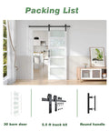 Dope White Frosted Glass Barn Door 30 X 84 Inch Size with 5.5 ft track kit and round handle, modern interior decor.