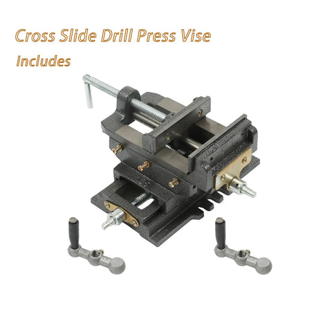Built Like An Absolute Tank Cross Slide Drill Press Vise With Smooth Dual Axis Compound Movement Crafted From Solid Cast Iron, showcasing detailed construction.