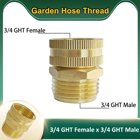 Brass Garden Swivel Pipe Fitting 3/4 GHT Female To 3/4 GHT Male Hose Adapter, Leak-Proof, Easy Hookup Hose Connector, Heavy-Duty, Corrosion-Resistant, Pack Of 2