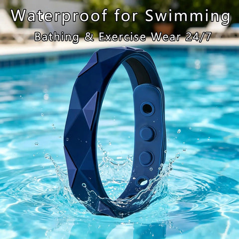Waterproof Anti Static Wristband 3 Pack Adjustable Silicone Bracelet floating in pool, showcasing durability