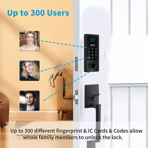 Smart Door Lock With Fingerprint And Keyless Entry No Key Hassle Electronic Keypad Deadbolt Front Door Handle Set In Black